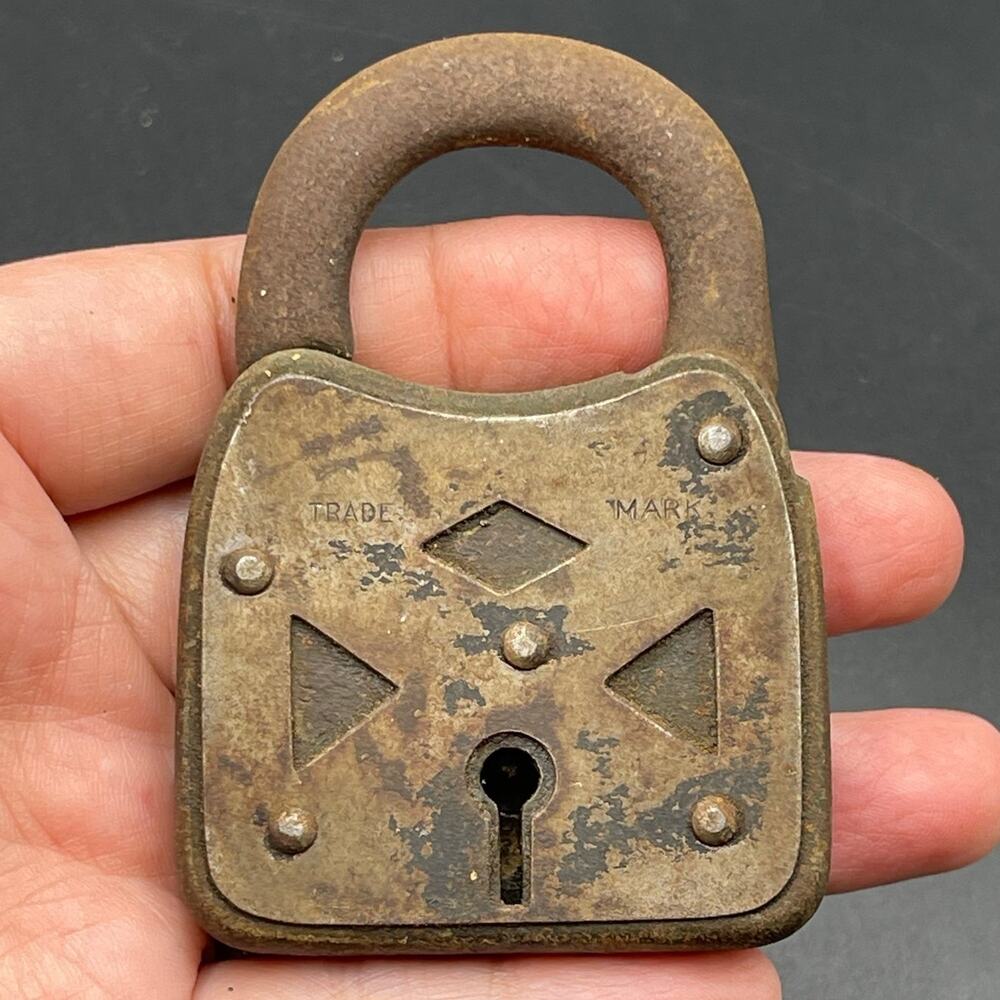 Antique Gothic Padlock Lock with Swing Open Shackle No Trademark or Key